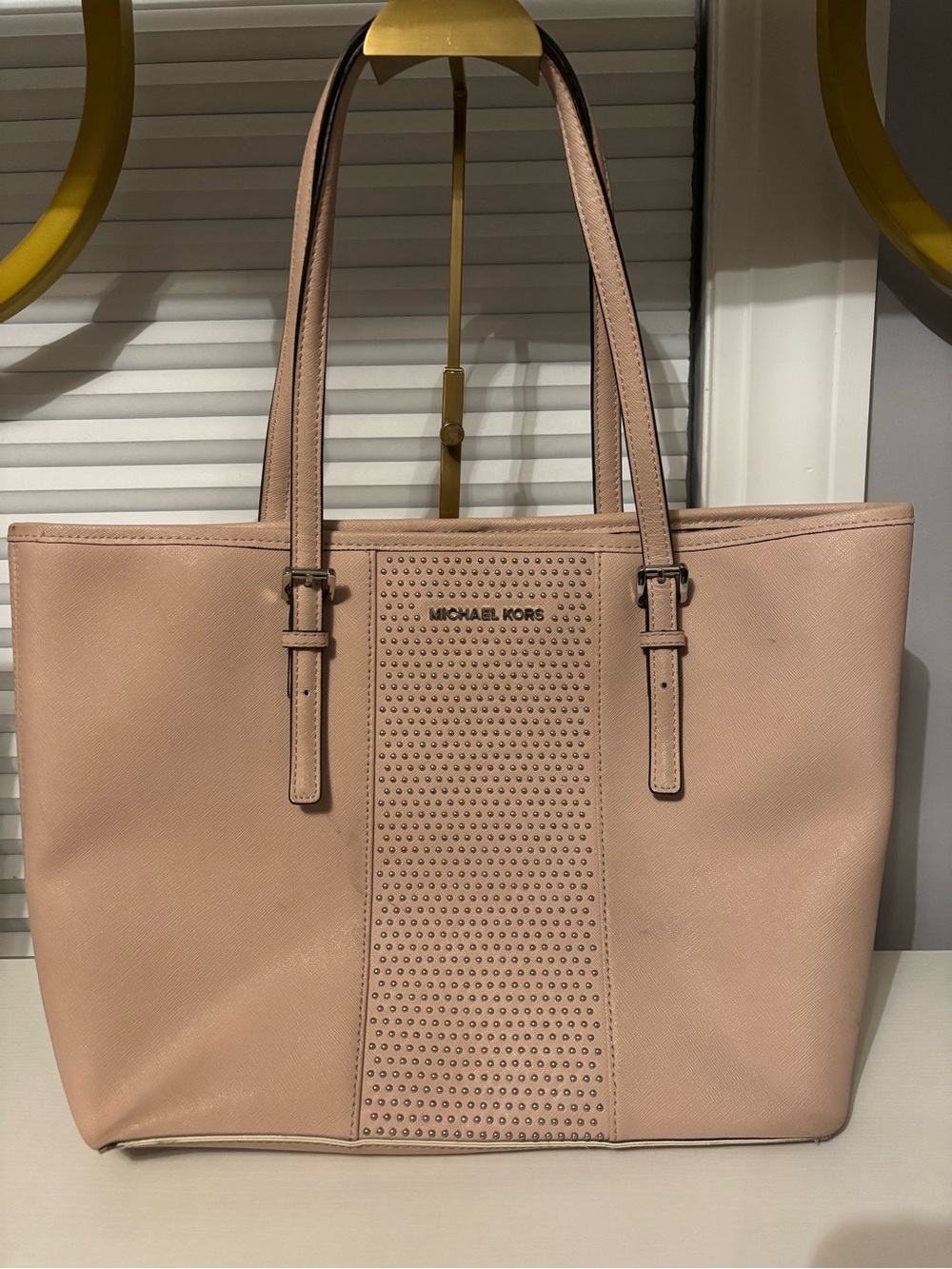 Michael Kors Blush Pink Leather Stud-Front Tote